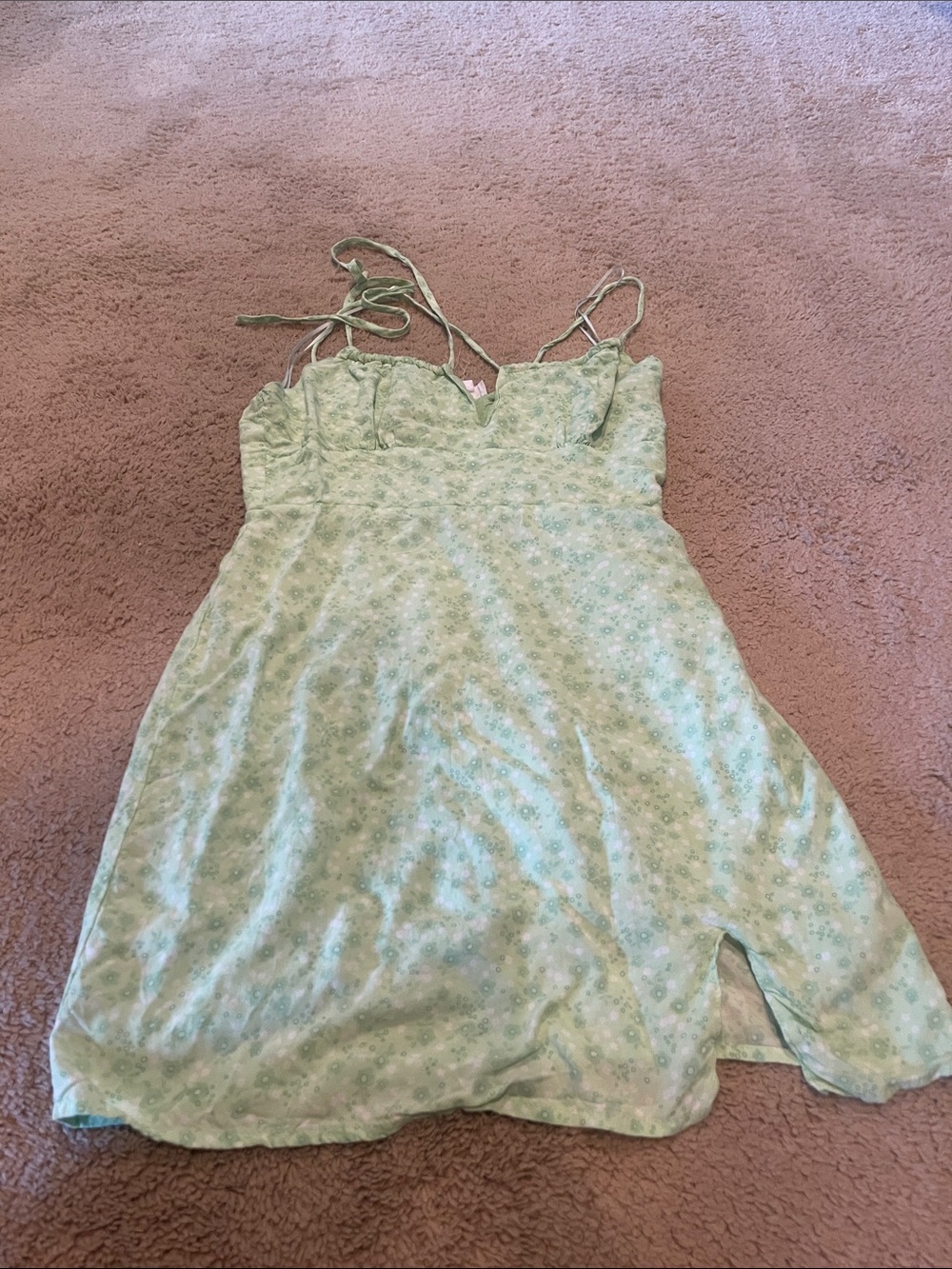 Le Lis Mint Green Floral Slip with Adjustable Spaghetti Straps